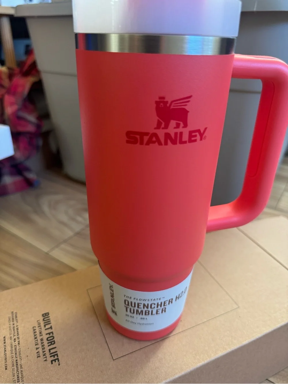 Stanley Travel Tumbler - Coral Pink with Silver Rim